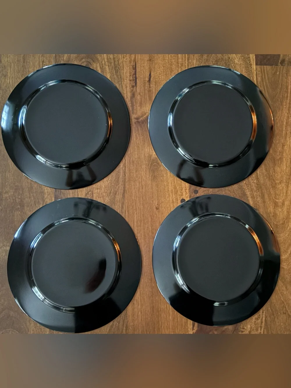 VTG Arcoroc “Tampico” 12 pc Black Plates & Saucer Set Abstract Purple Teal Rim